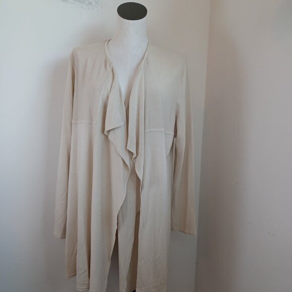 Devernois Paris Sweater Cardigan Waterfall Tan Viscose Womens Medium Large - Picture 2 of 12